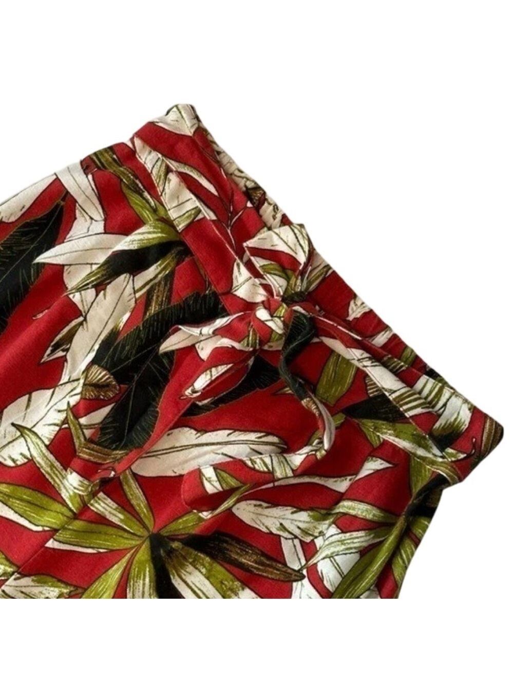 Japna Wide Leg Belted Linen Blend Tropical Pants NWT Size XS - Picture 5 of 9
